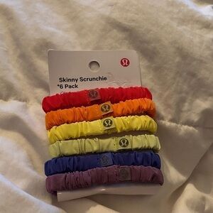 Rainbow~NWT~Lululemon Skinny Scrunchie hair ties 6pk Beautiful Colors!!